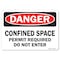 Signmission OSHA Decal, Confined Space Permit Required Do Not Enter, 24in X 18in Decal, 18" H, 24" W, Landscape OS-DS-D-1824-L-19305 - alternate 1